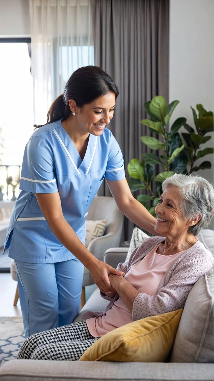 Caregiver with senior patient