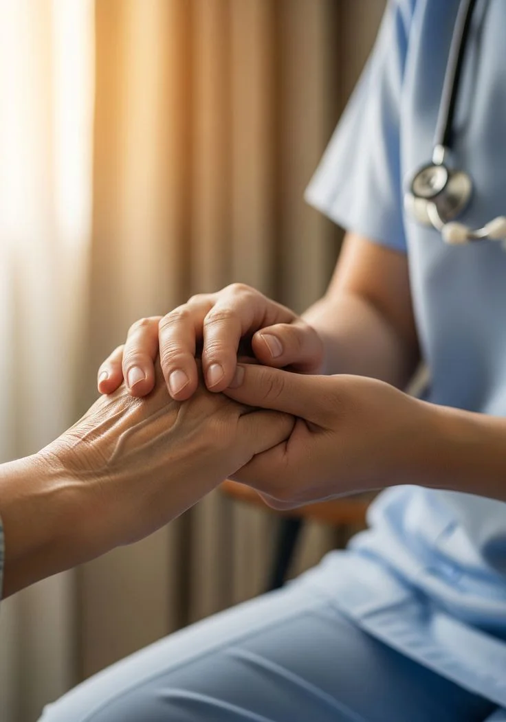 Caregiver with senior patient